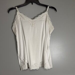 Lane Bryant White Lace-Trim Camisole